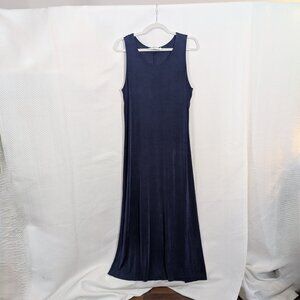 Vintage Ronni Nicole Slinky Navy Blue Maxi Dress Sleeveless Estimated Size Large